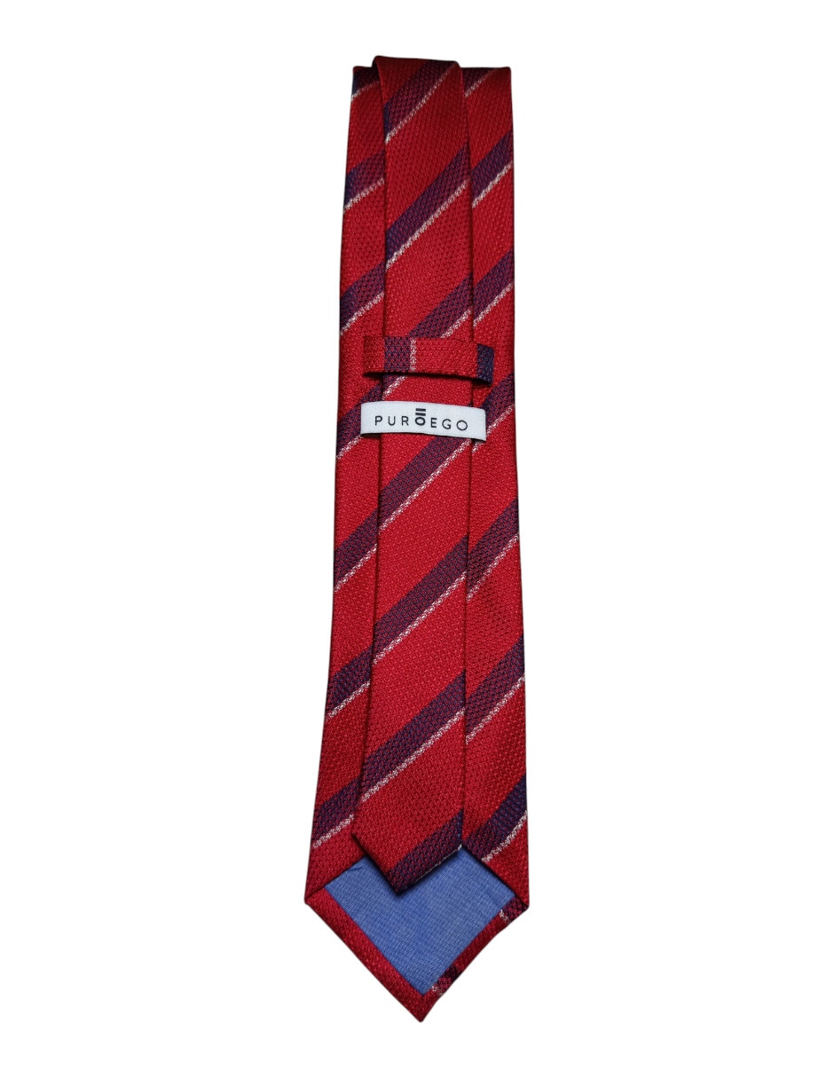 Corbata Puroego regular de seda estampado a rayas para hombre