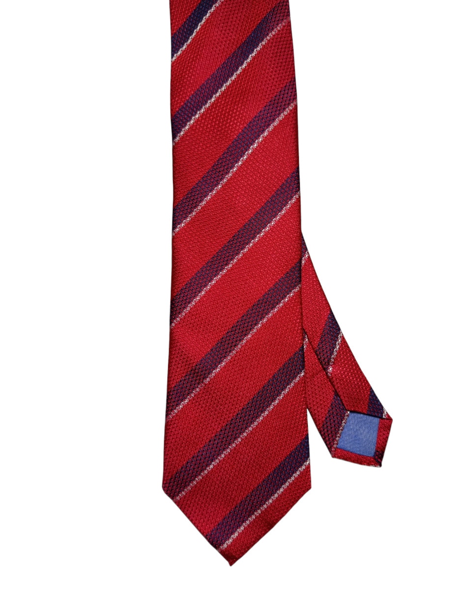 Corbata Puroego regular de seda estampado a rayas para hombre