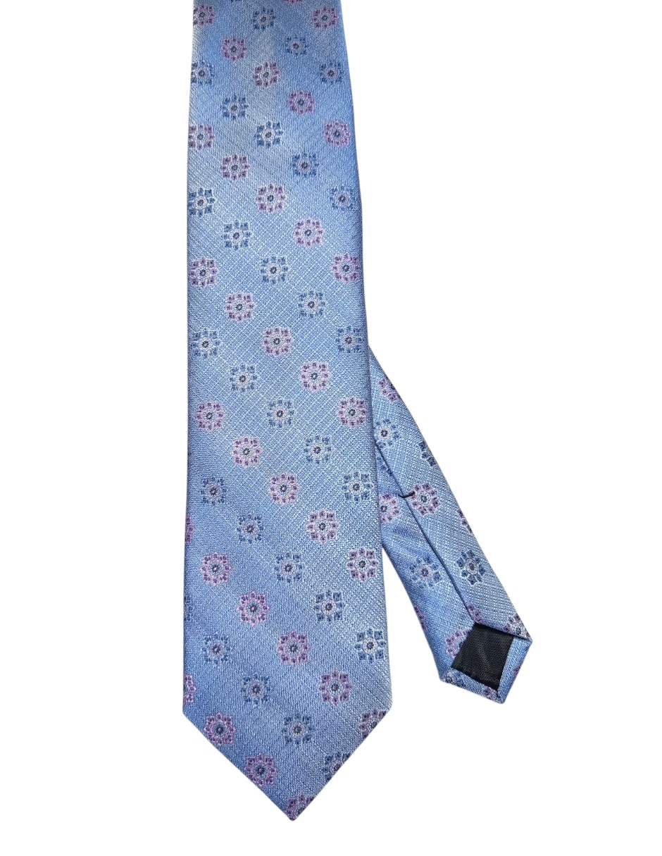 Corbata regular de seda estampado floral para hombre