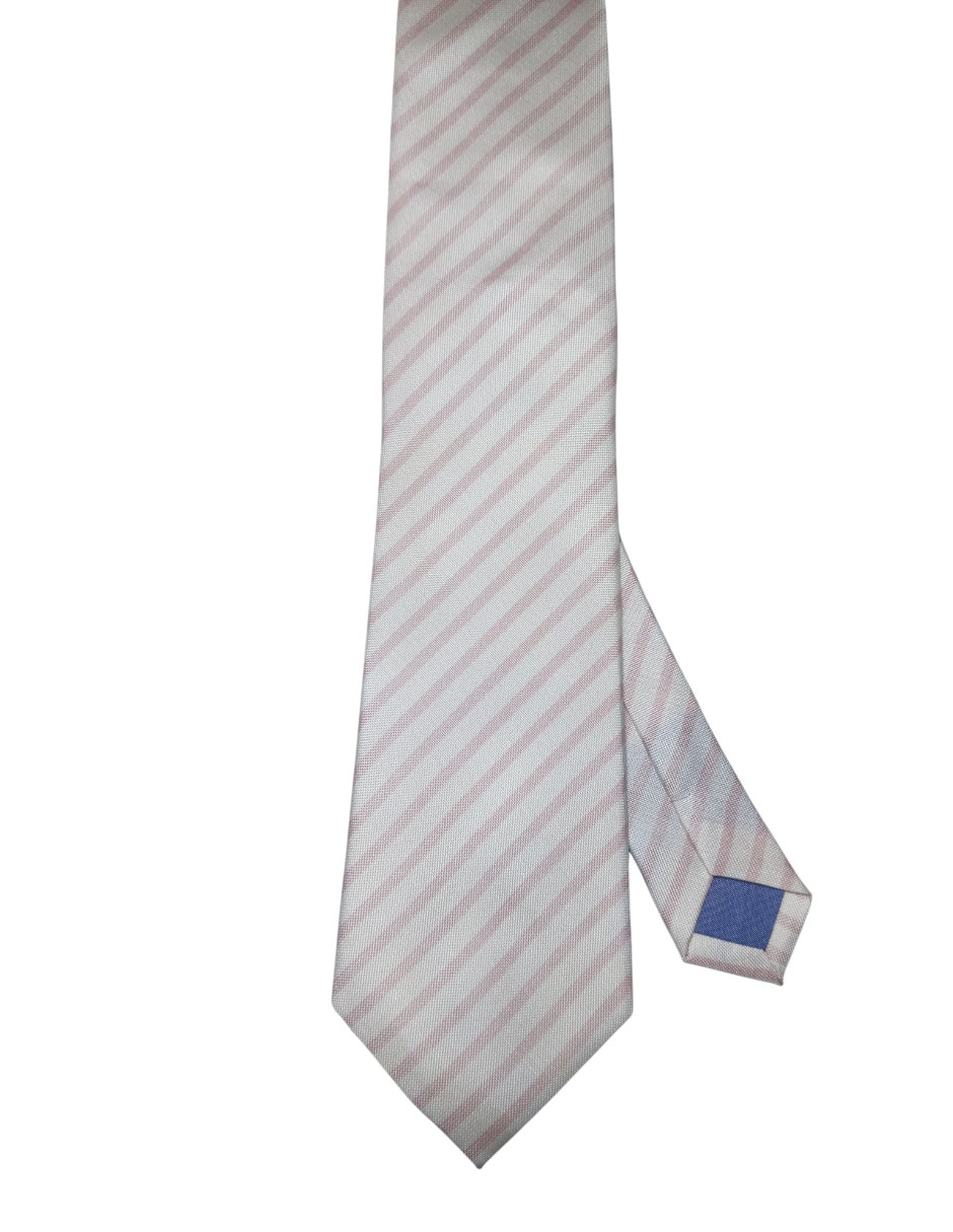 Corbata regular de seda estampado a rayas para hombre 1