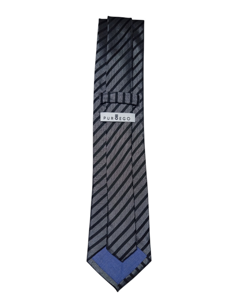 Corbata Puroego regular de seda estampado a rayas para hombre