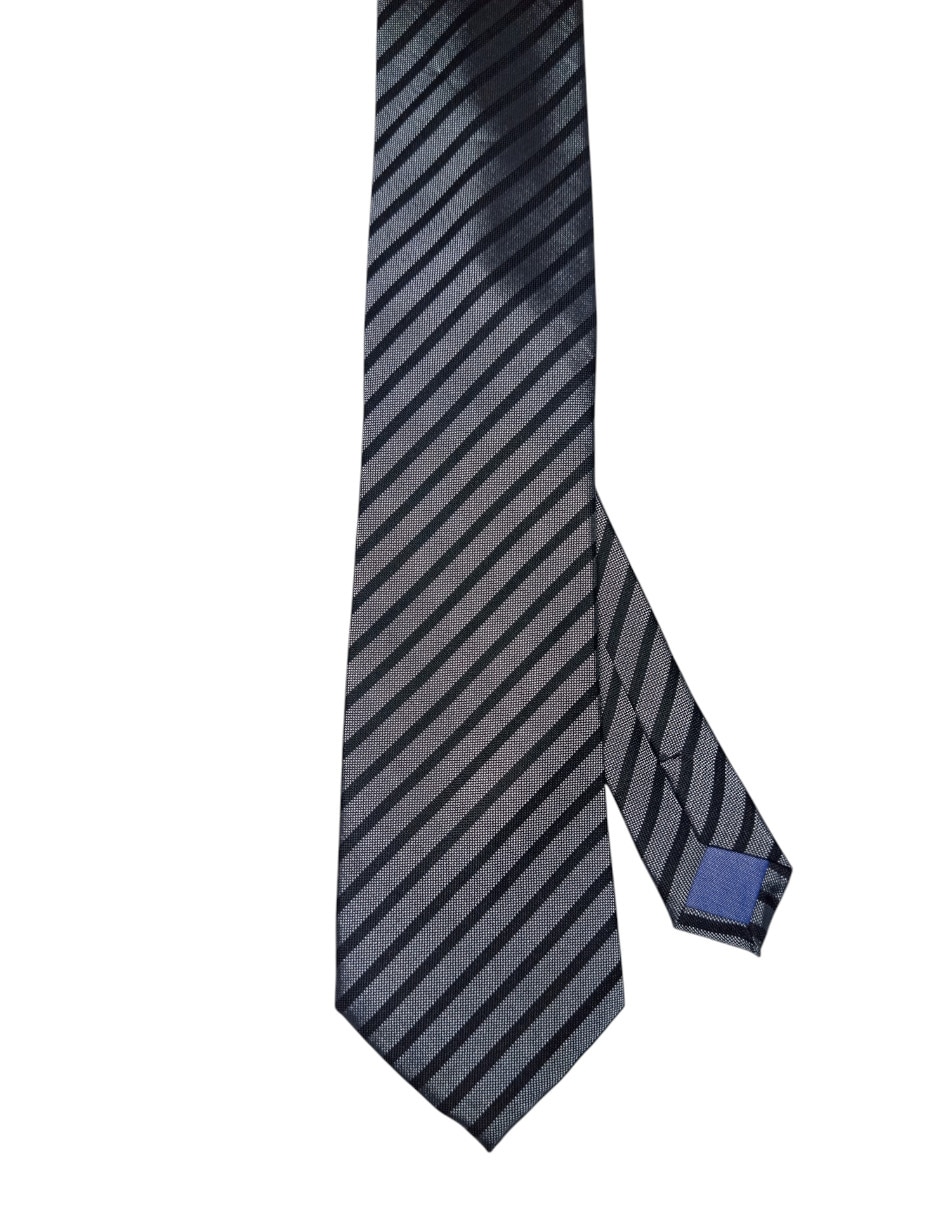 Corbata Puroego regular de seda estampado a rayas para hombre