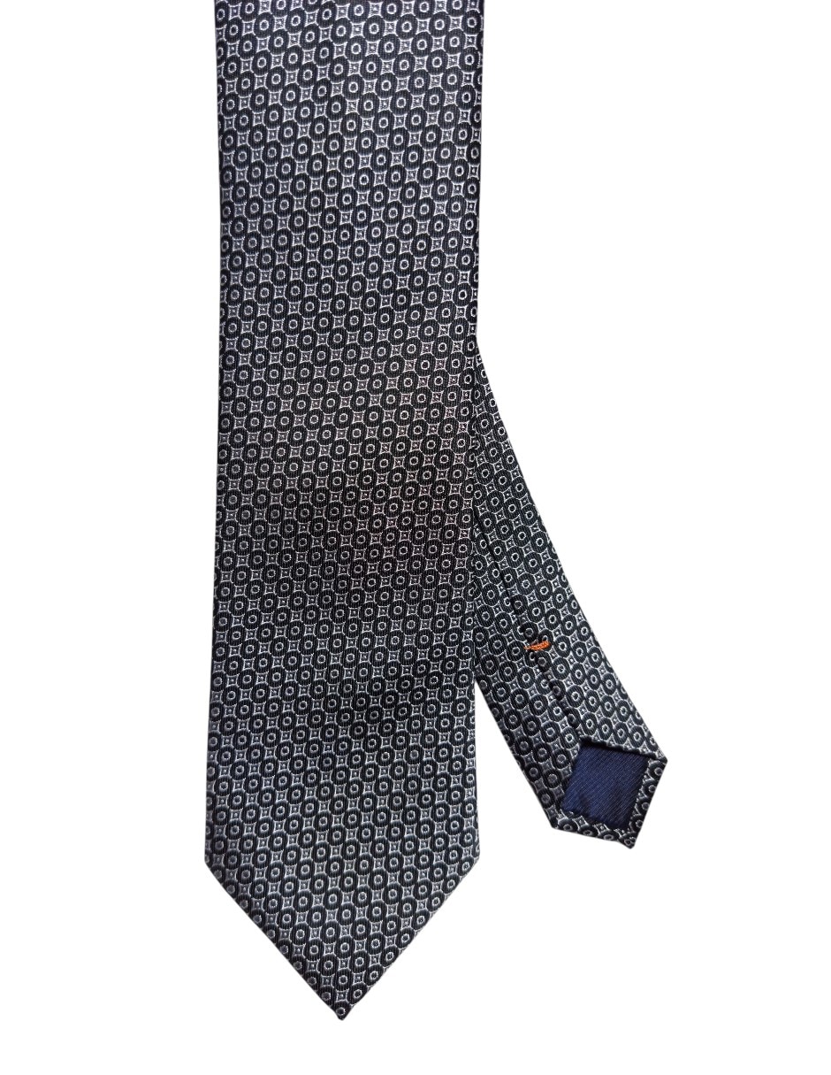 Corbata regular de seda estampado geométrico para hombre