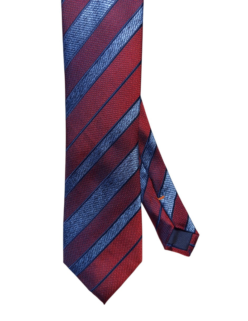 Corbata regular de seda estampado a rayas para hombre