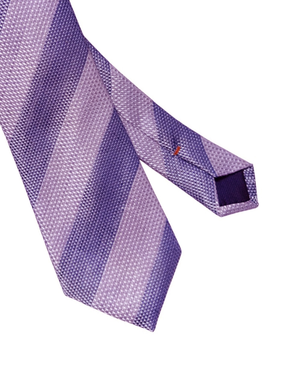 Corbata regular de seda estampado a rayas para hombre 3