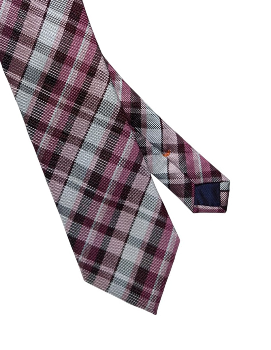 Corbata JBE regular de seda estampado a cuadros para hombre