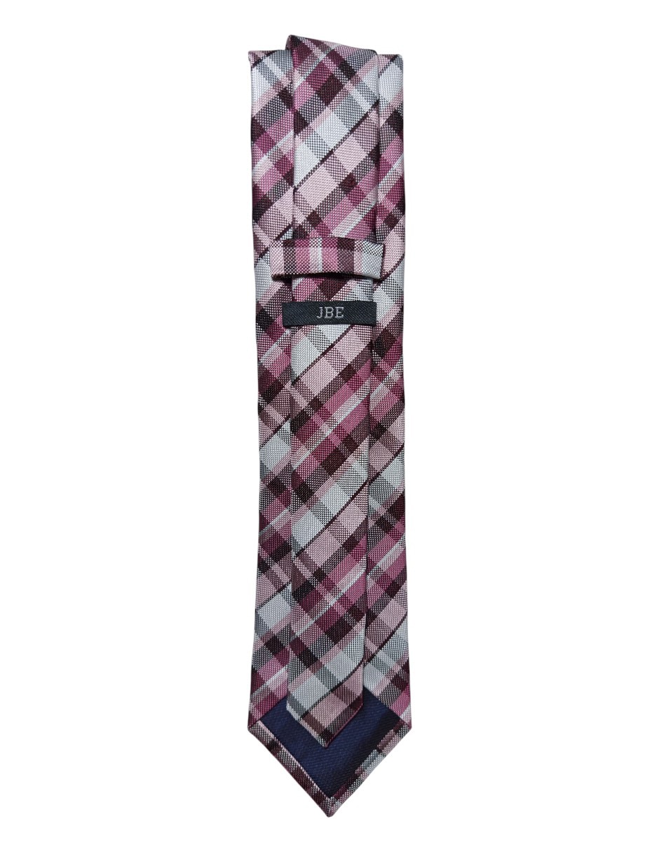 Corbata JBE regular de seda estampado a cuadros para hombre