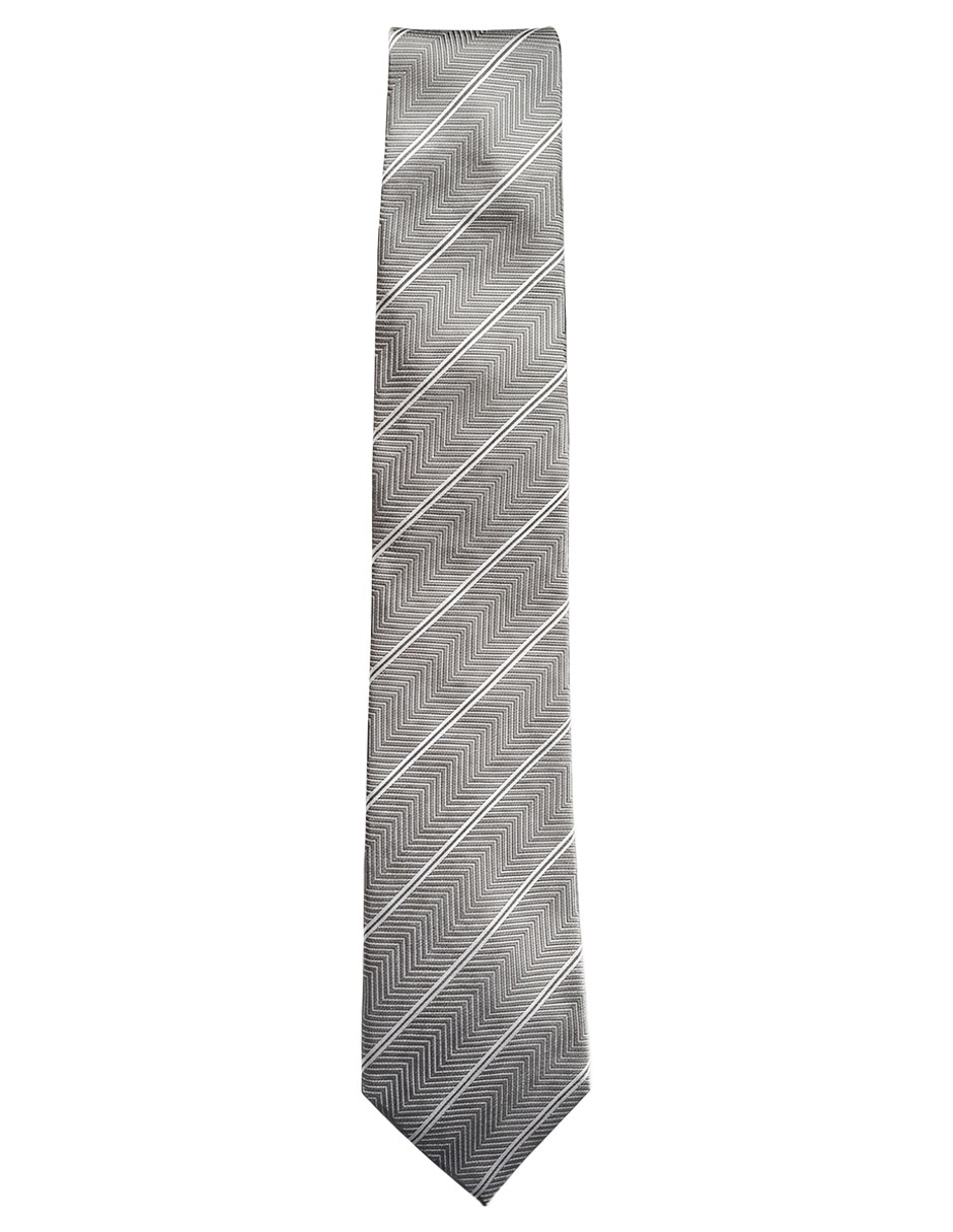 Corbata regular de seda estampado a rayas para hombre 1