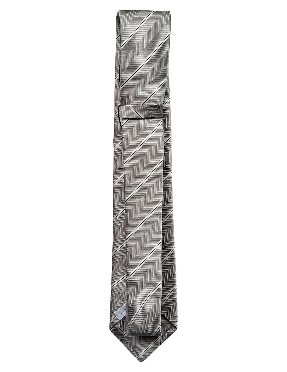 Corbata regular de seda estampado a rayas para hombre 2