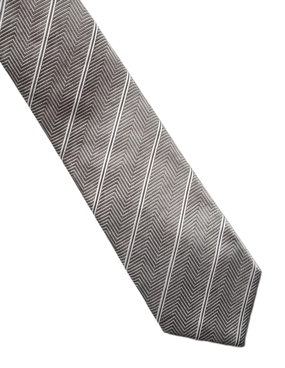 Corbata regular de seda estampado a rayas para hombre 3