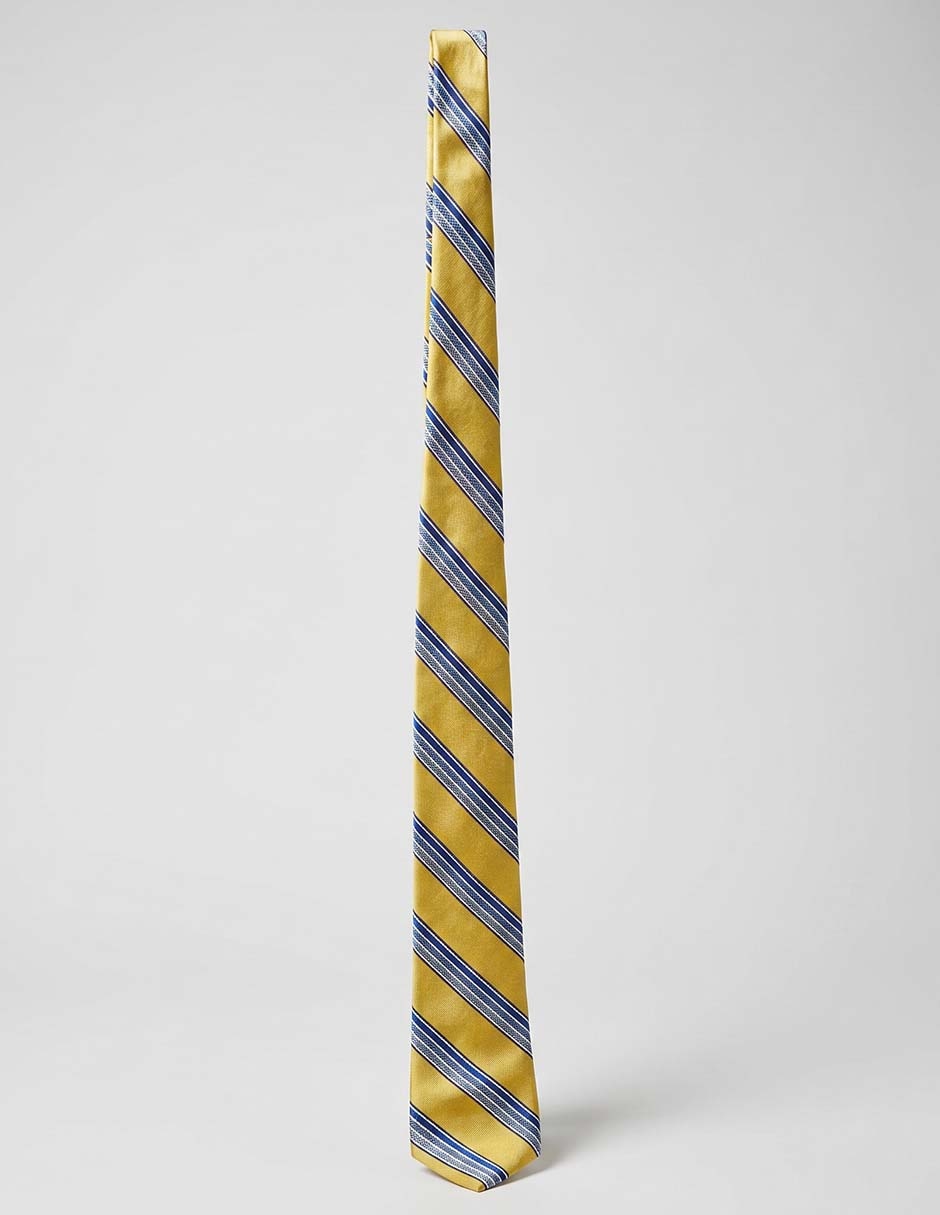 Corbata regular de seda estampado a rayas para hombre 1
