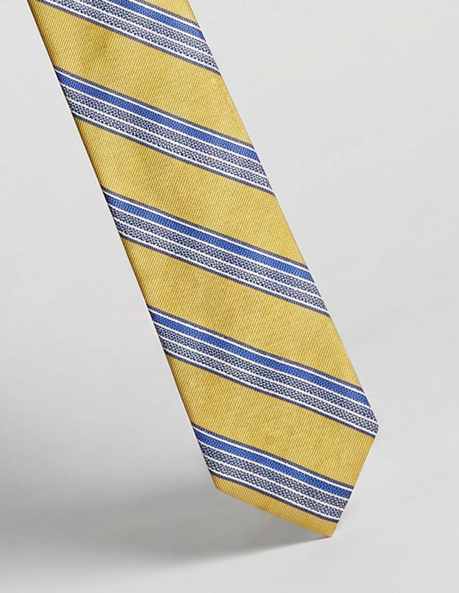 Corbata regular de seda estampado a rayas para hombre 3