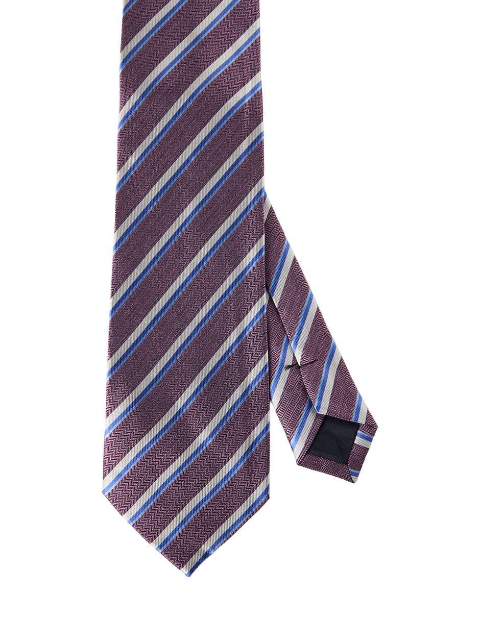 Corbata slim de seda estampado a rayas para hombre