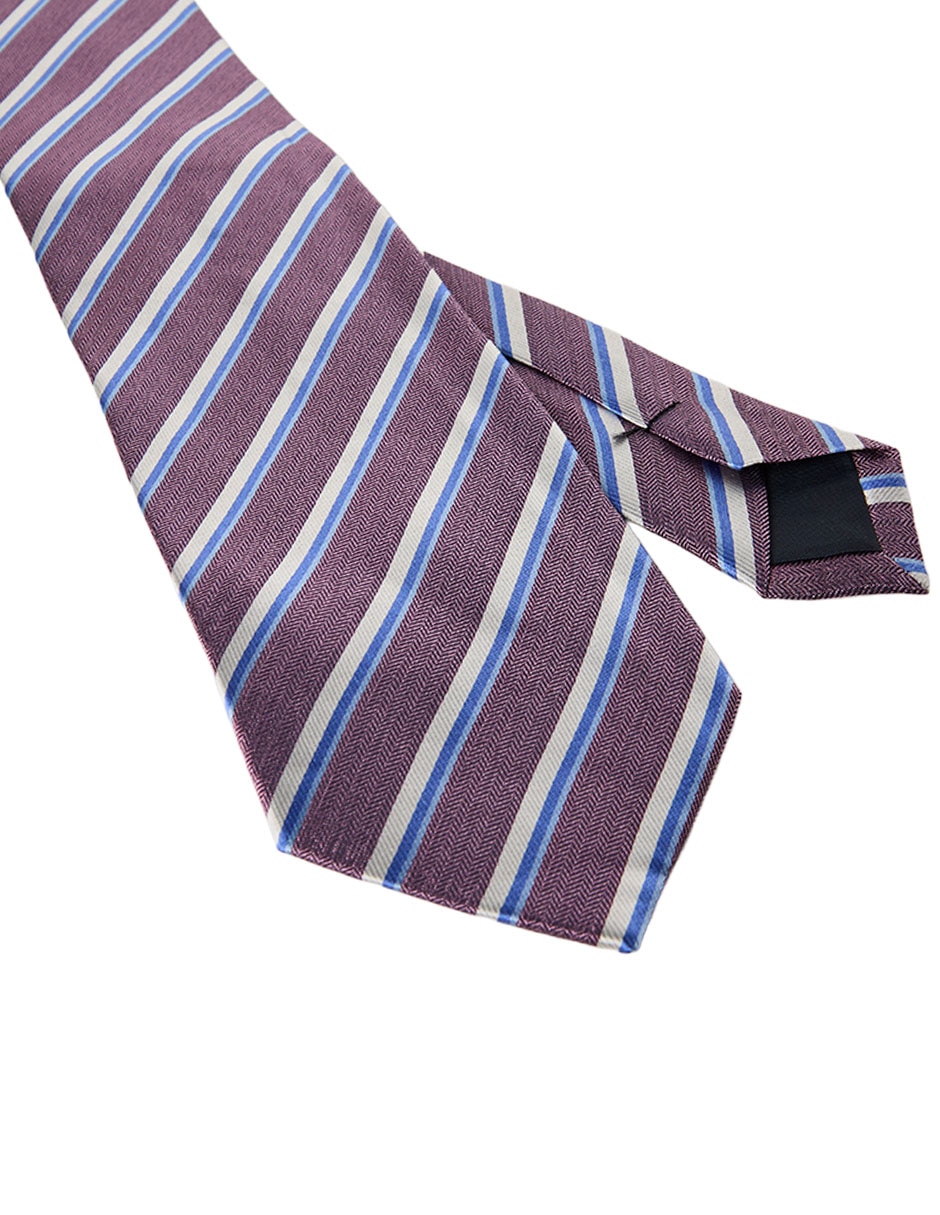 Corbata slim de seda estampado a rayas para hombre