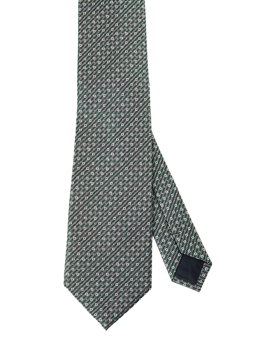 Corbata slim de seda estampado rombos para hombre