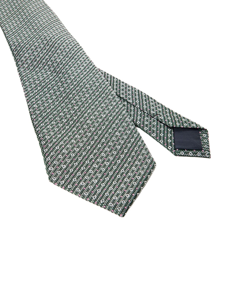 Corbata slim de seda estampado rombos para hombre
