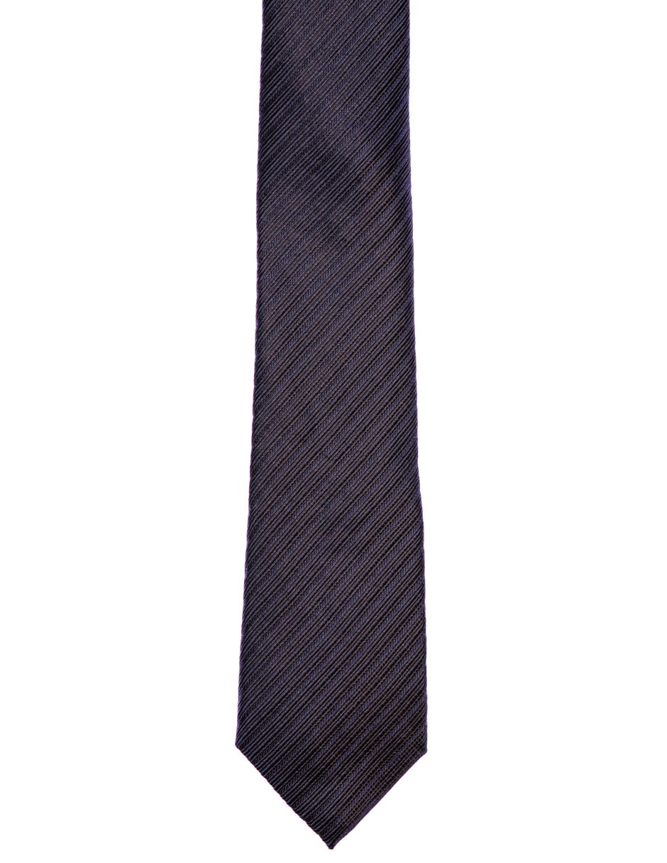 Corbata regular de seda y poliéster estampado a rayas para hombre 3