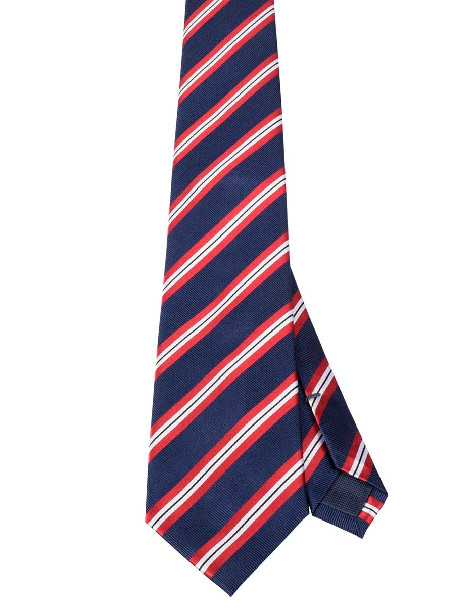 Corbata regular de seda estampado a rayas para hombre