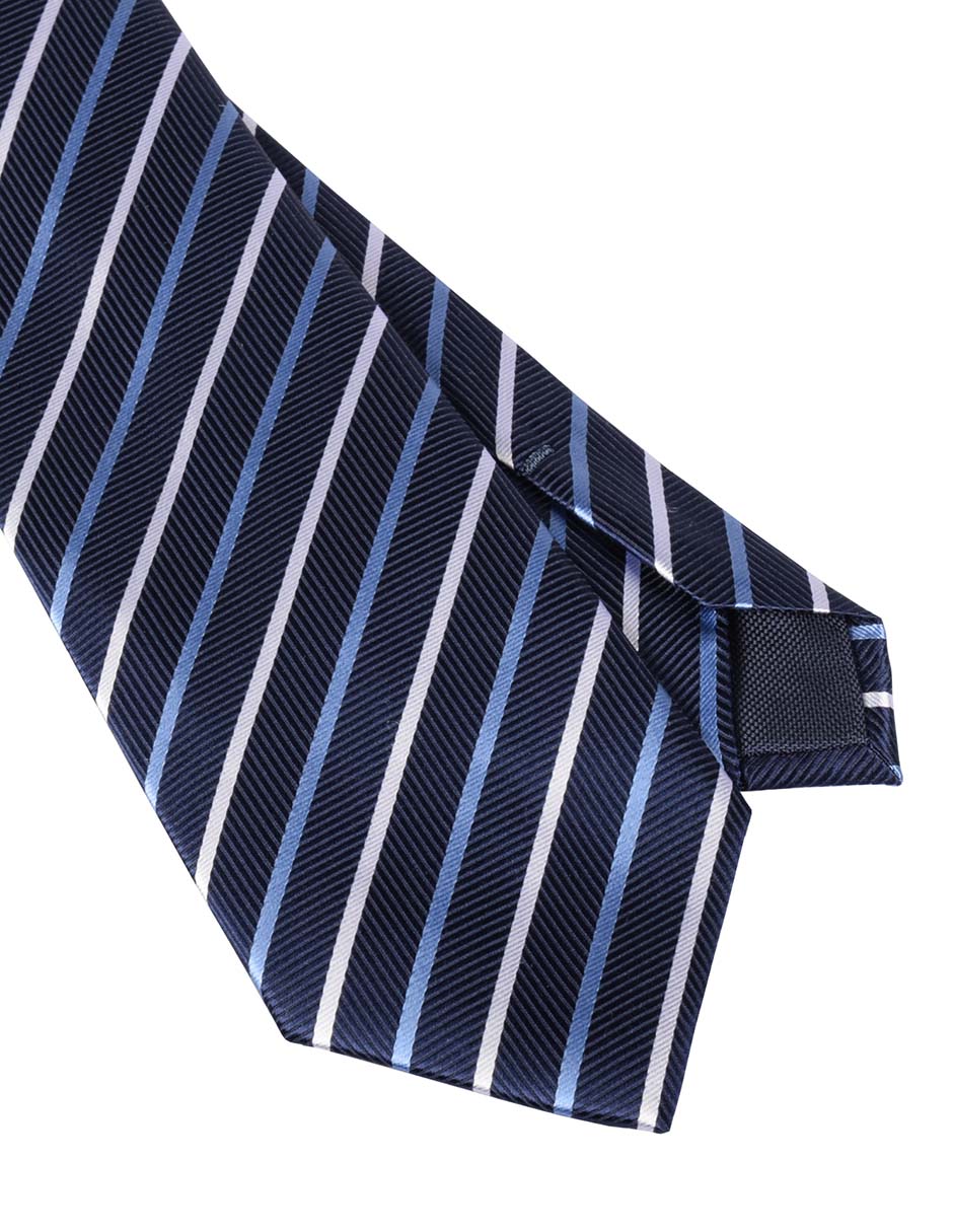 Corbata regular de seda estampado a rayas para hombre 2