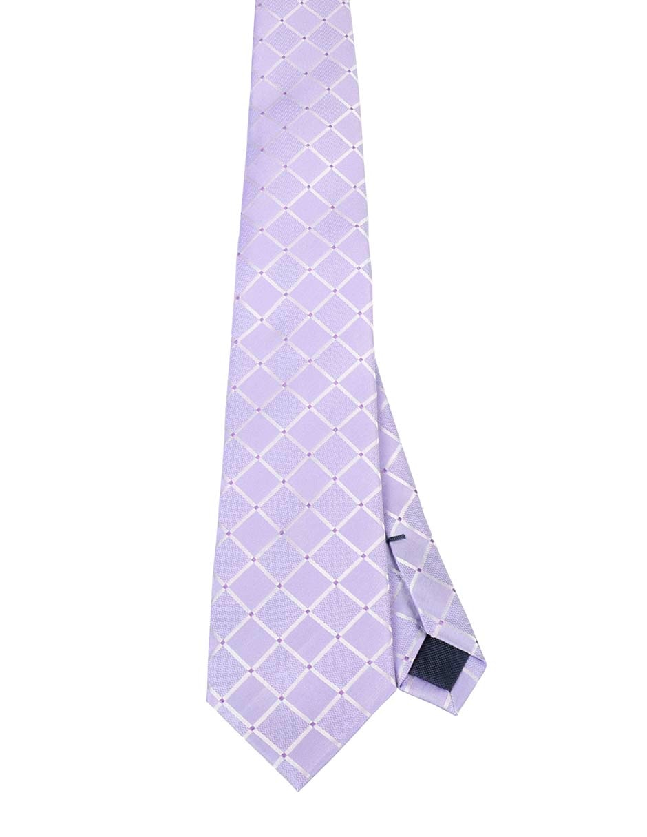 Corbata regular de seda estampado a cuadros para hombre