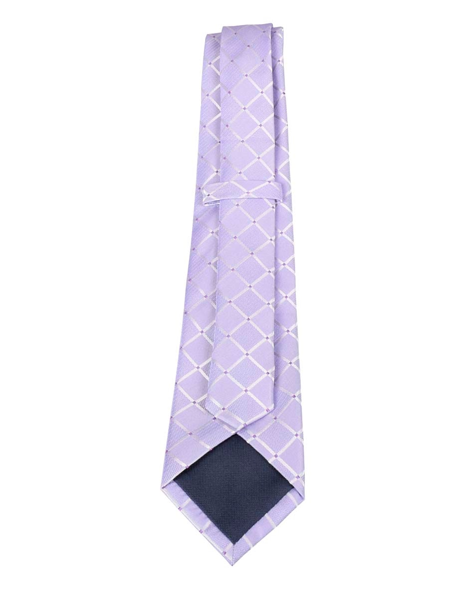 Corbata regular de seda estampado a cuadros para hombre 3
