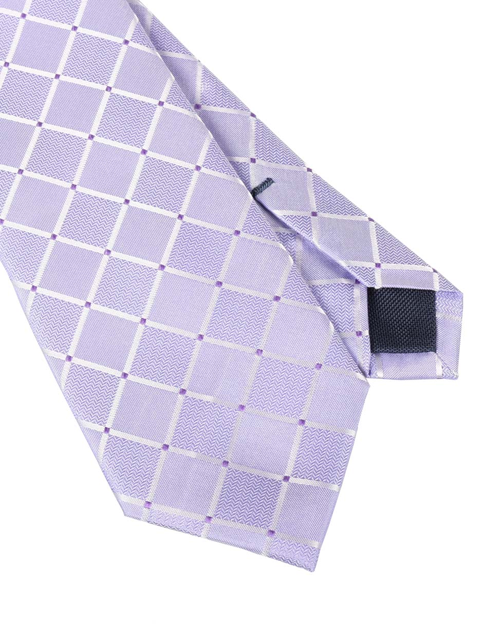 Corbata regular de seda estampado a cuadros para hombre 2
