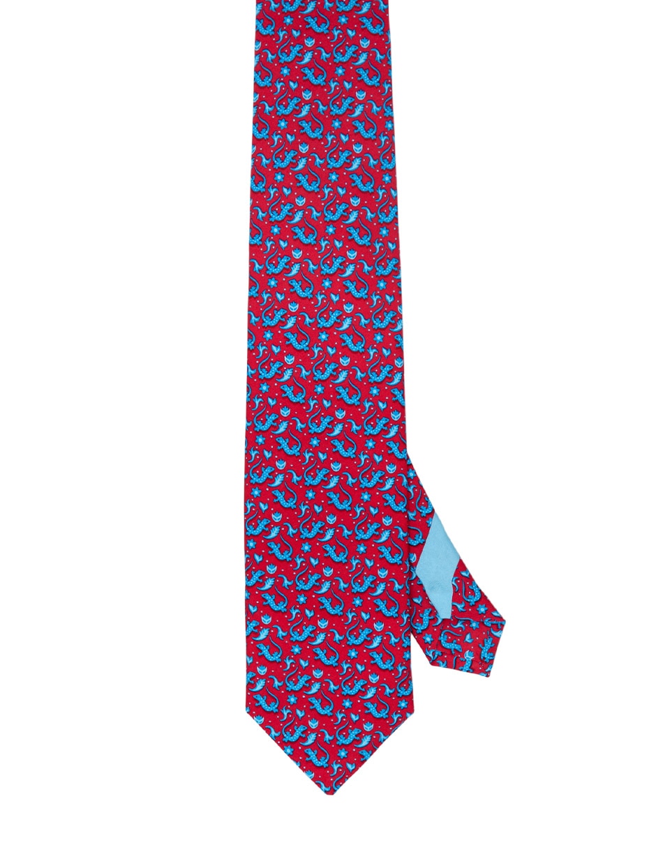 Corbata regular de seda estampado para hombre