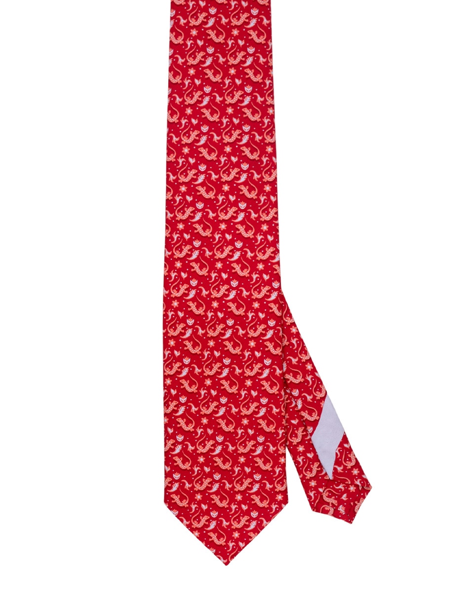 Corbata regular de seda estampado para hombre
