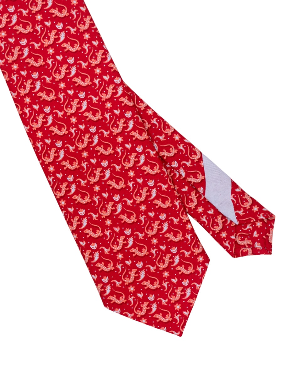 Corbata regular de seda estampado para hombre 4