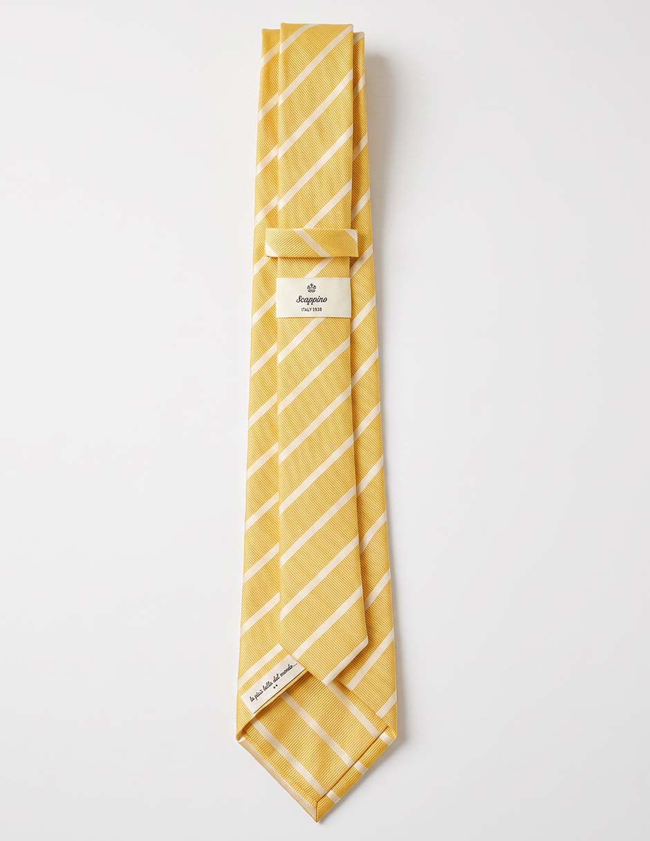 Corbata scappino de seda estampado a rayas para hombre