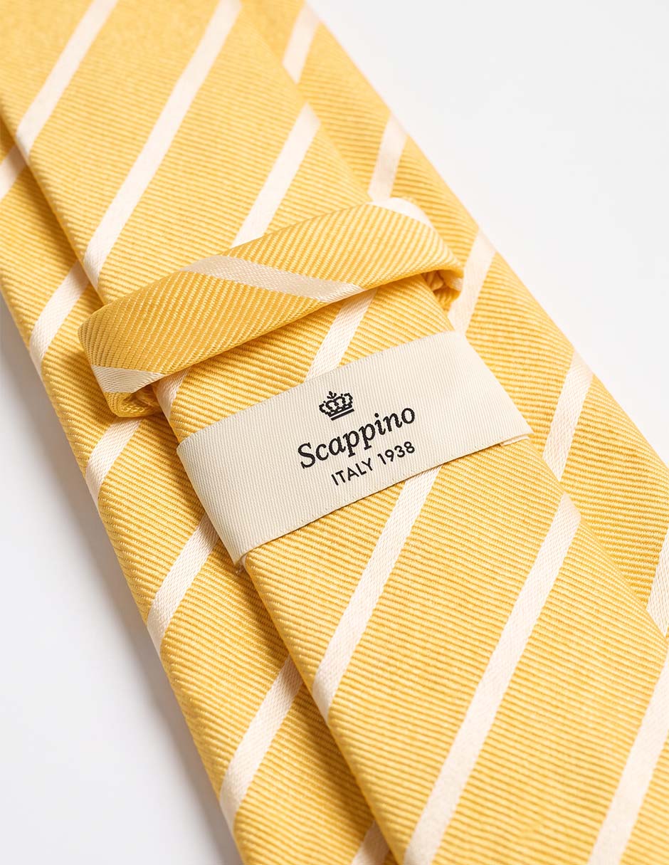 Corbata scappino de seda estampado a rayas para hombre