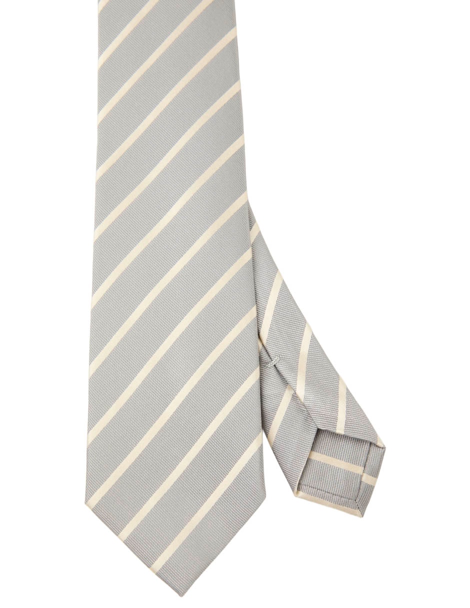 Corbata regular de seda estampado a rayas para hombre 1