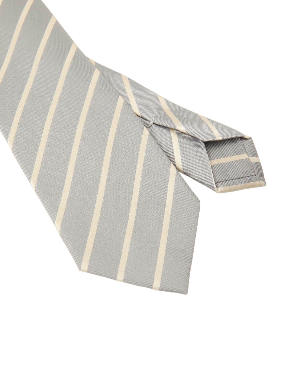 Corbata regular de seda estampado a rayas para hombre 2