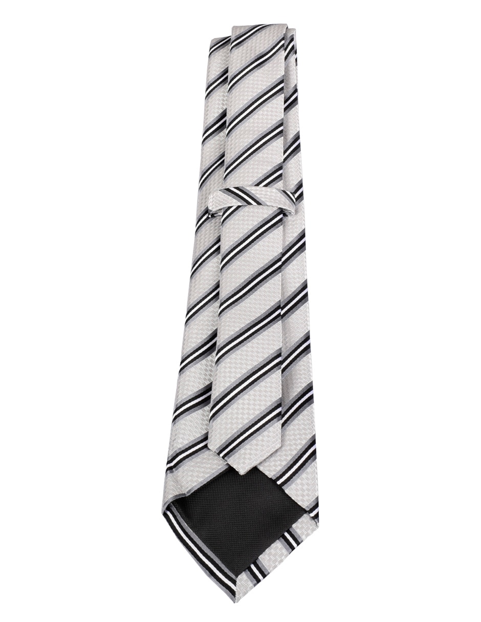 Corbata regular de seda estampado a rayas para hombre 3