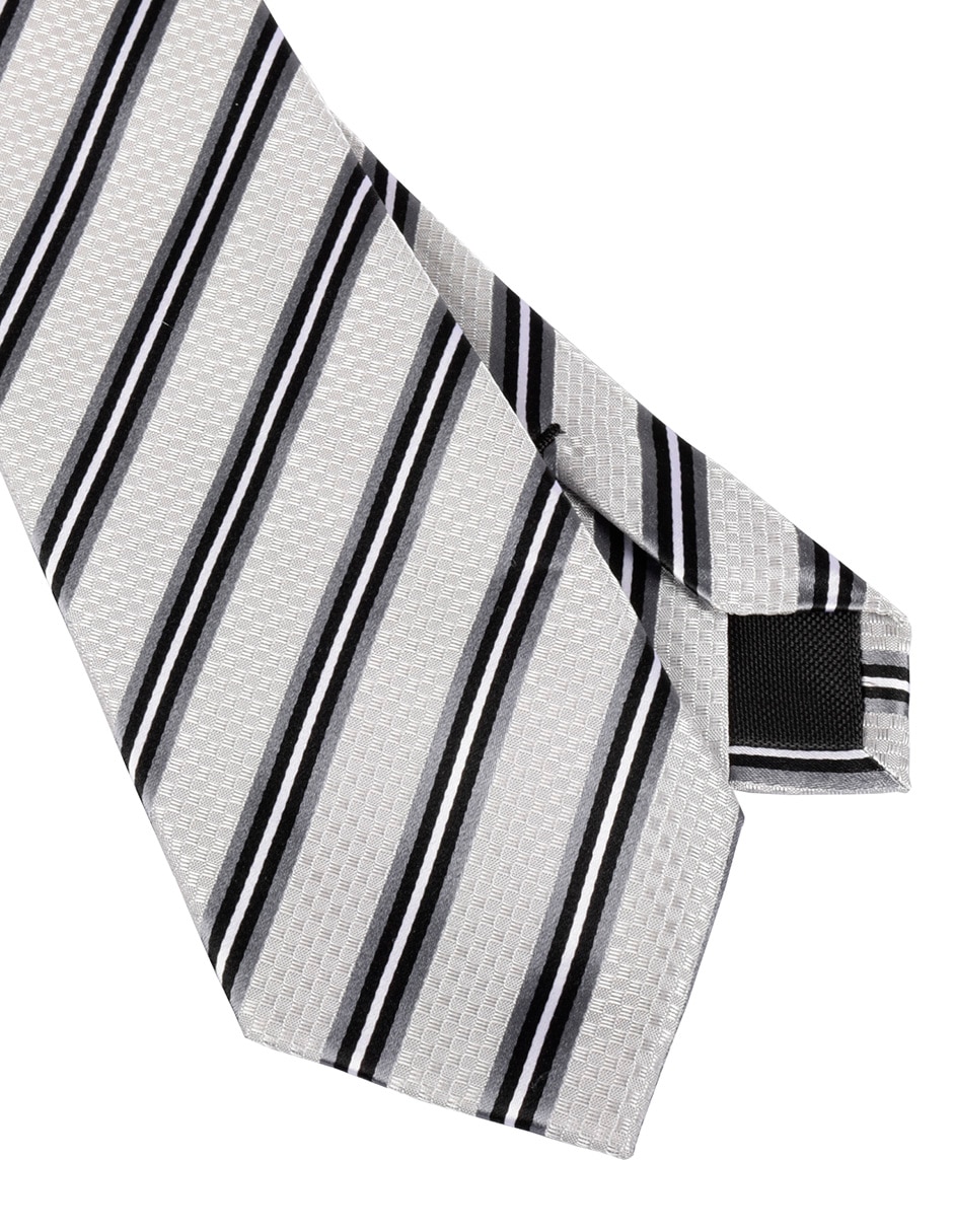 Corbata regular de seda estampado a rayas para hombre 2