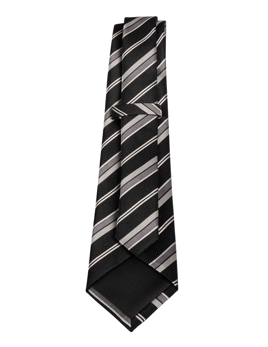 Corbata regular de seda estampado a rayas para hombre 3