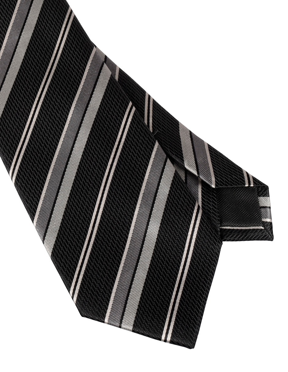 Corbata regular de seda estampado a rayas para hombre 2