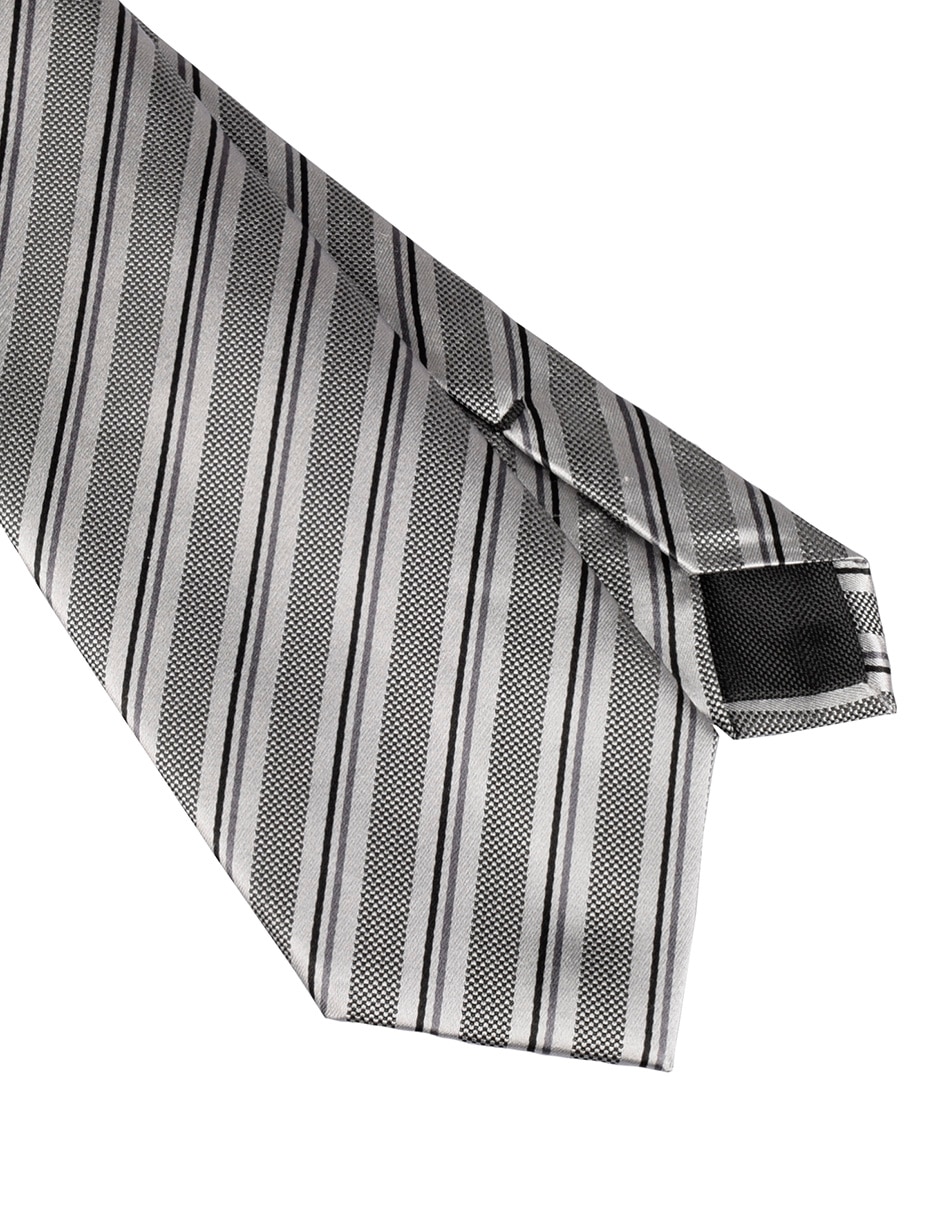 Corbata regular de seda estampado a rayas para hombre 2
