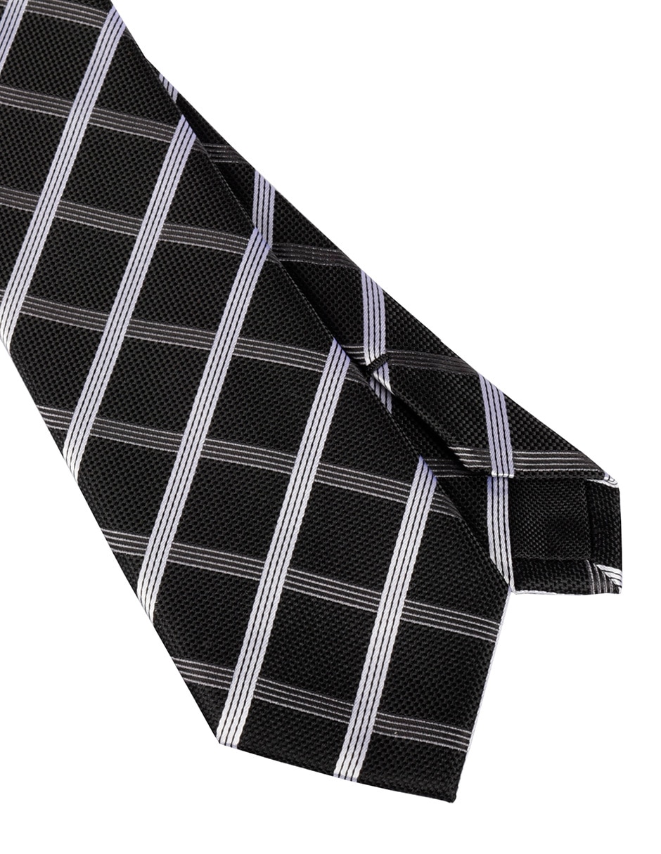 Corbata regular de seda estampado a cuadros para hombre 2