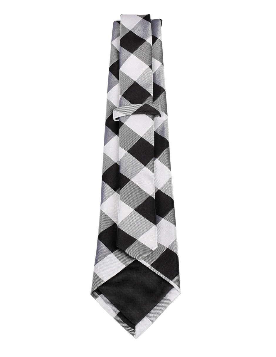 Corbata regular de seda estampado a cuadros para hombre 3