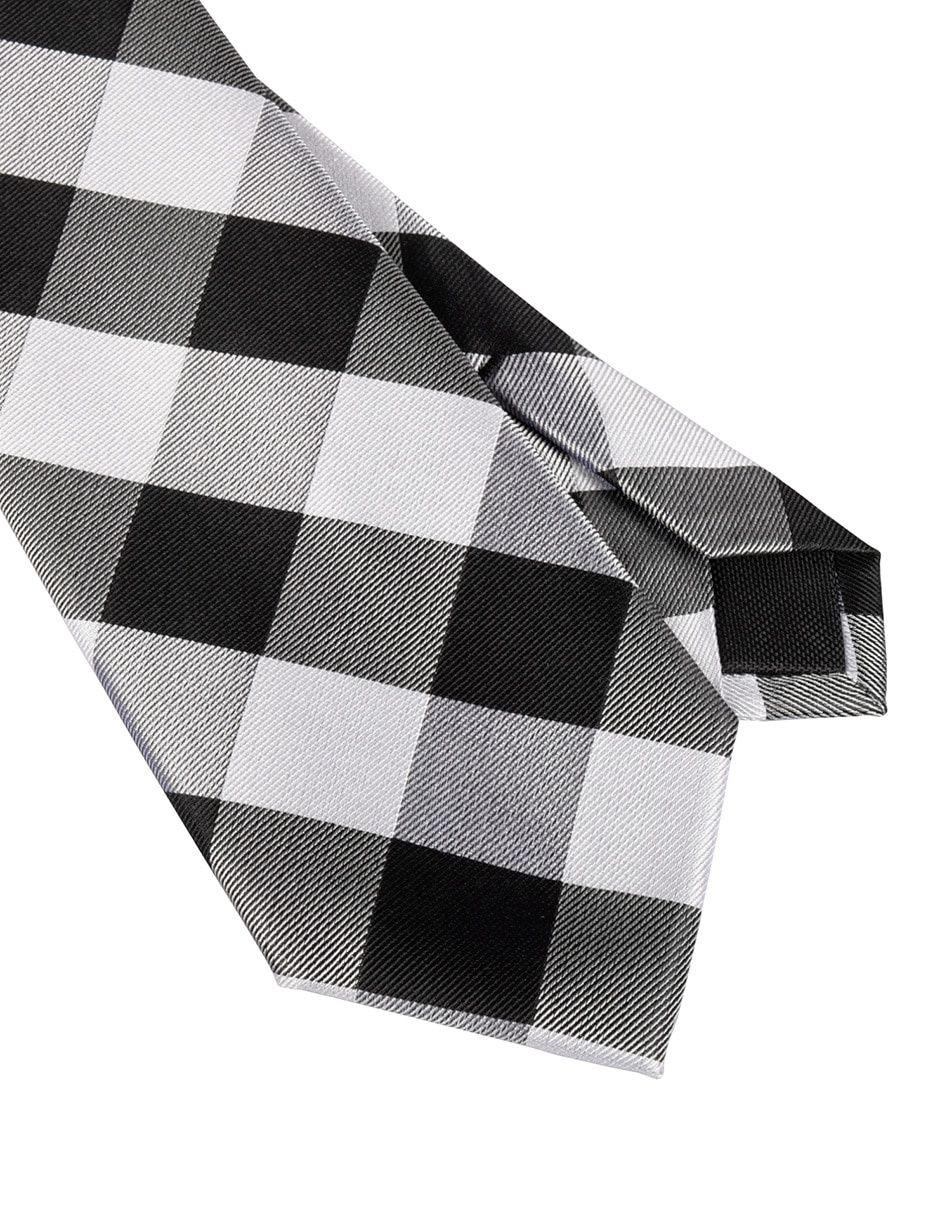 Corbata regular de seda estampado a cuadros para hombre 2