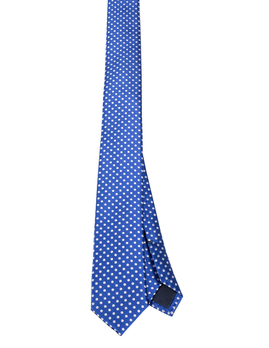 Corbata slim de seda estampado lunares para hombre