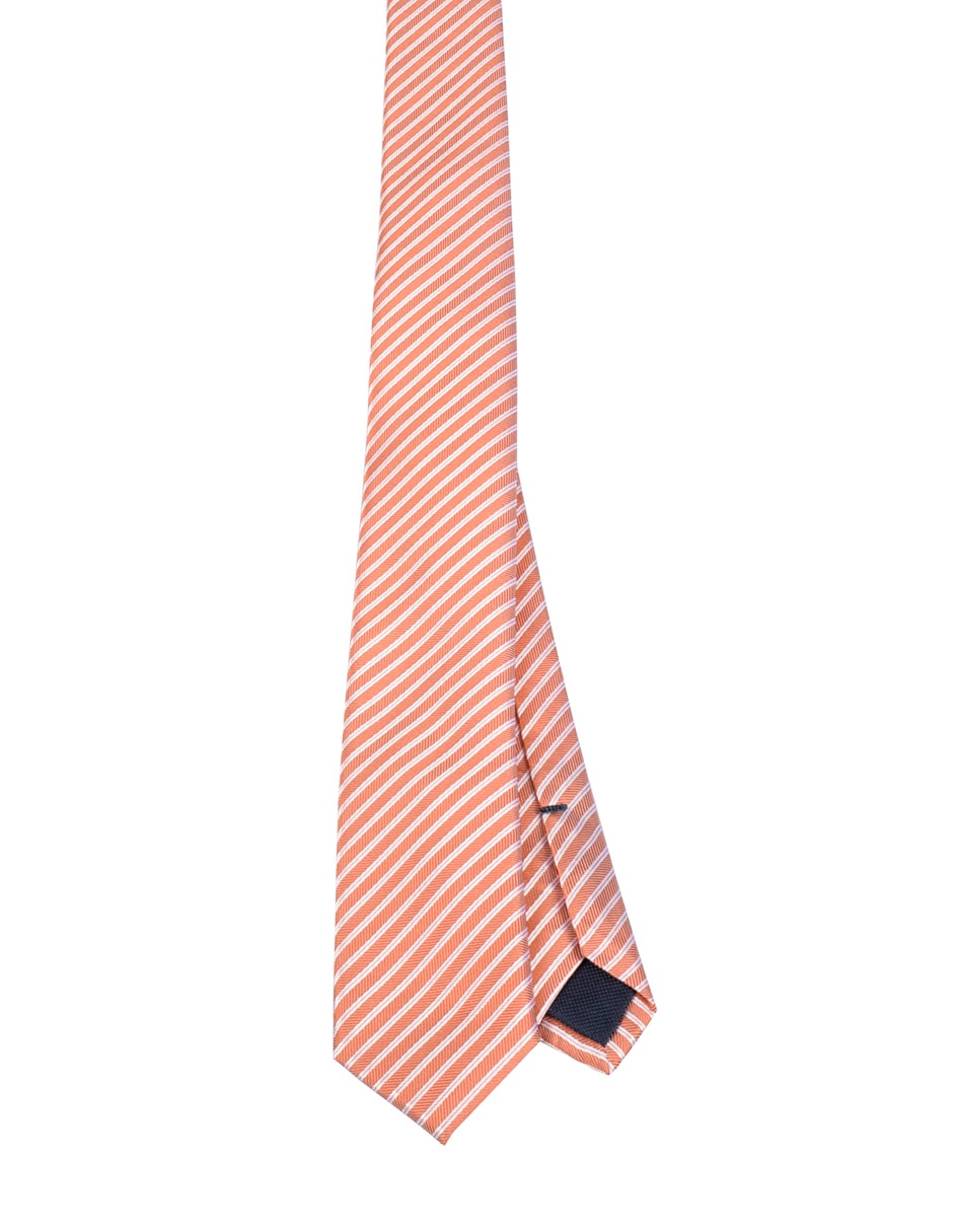 Corbata slim de seda estampado a rayas para hombre