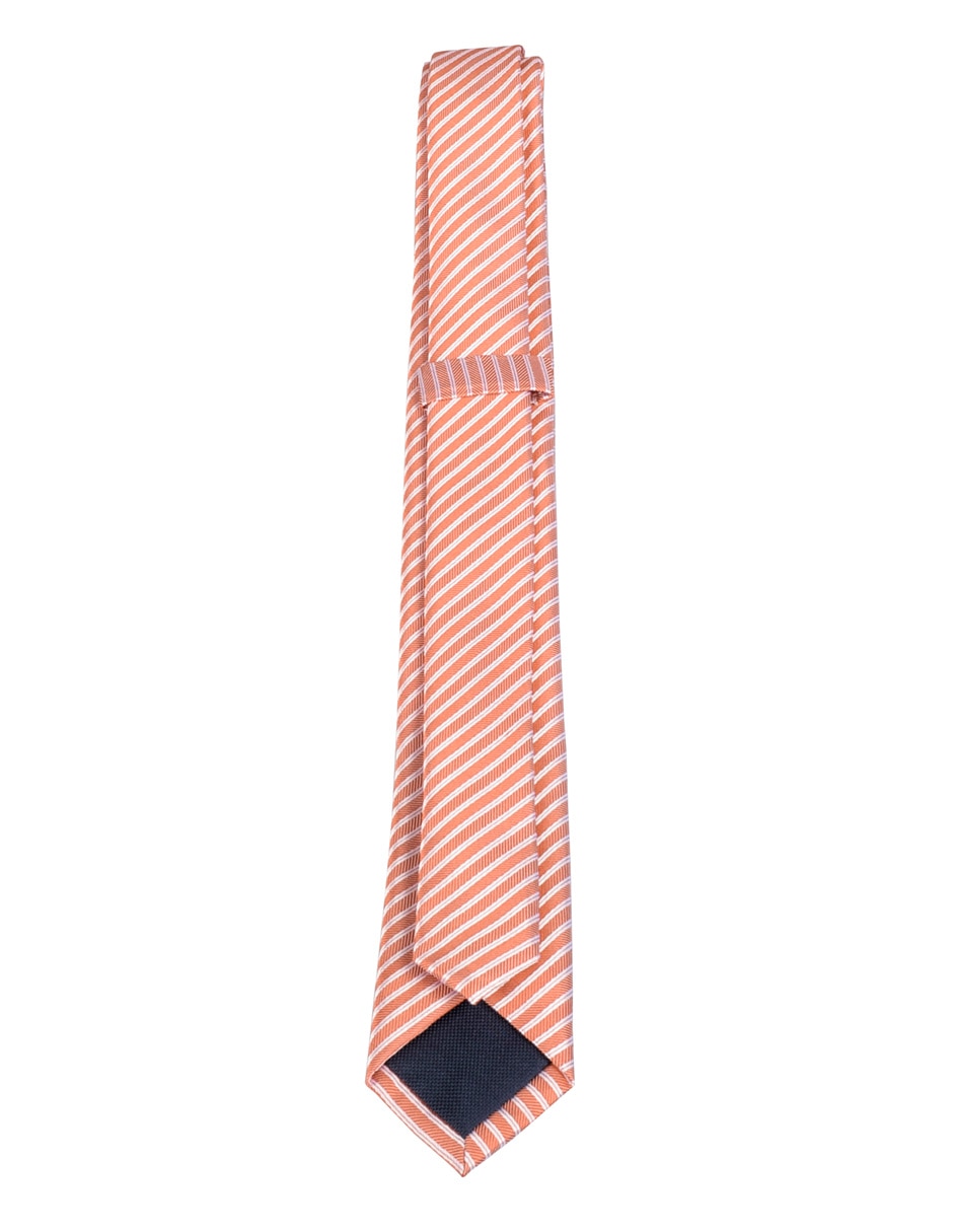 Corbata slim de seda estampado a rayas para hombre 2