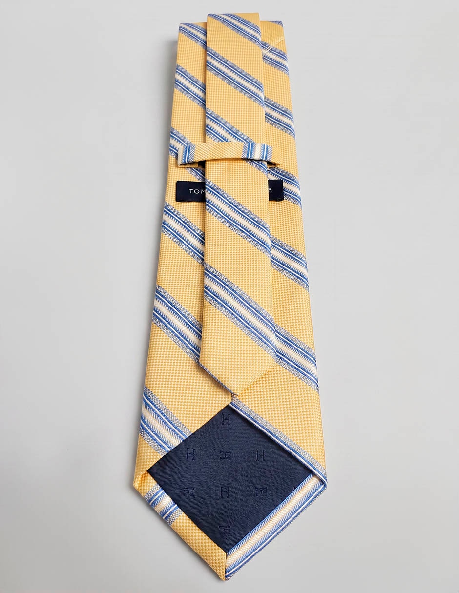 Corbata tommy regular de seda estampado a rayas para hombre