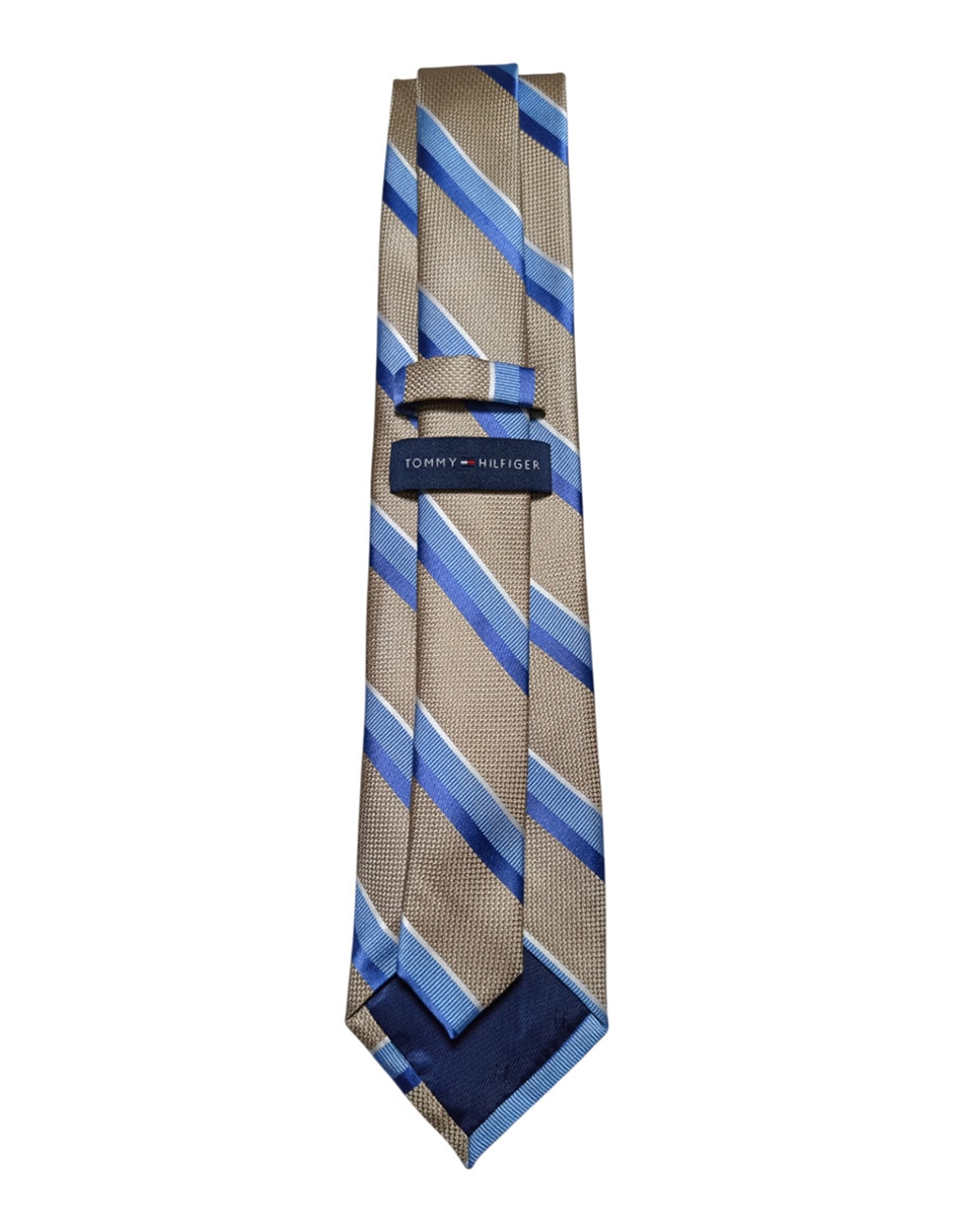 Corbata Tommy regular de seda estampado a rayas para hombre