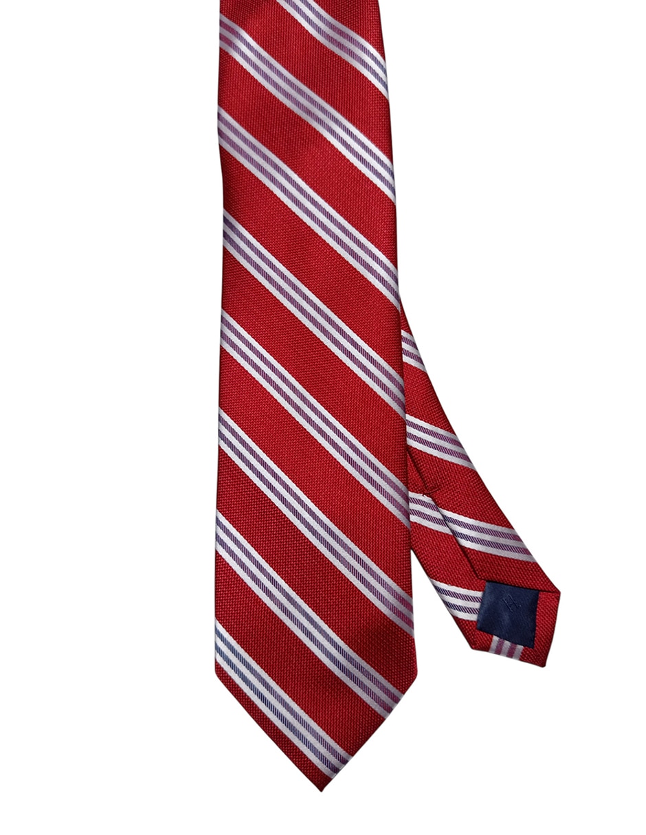 Corbata Tommy regular de seda estampado a rayas para hombre