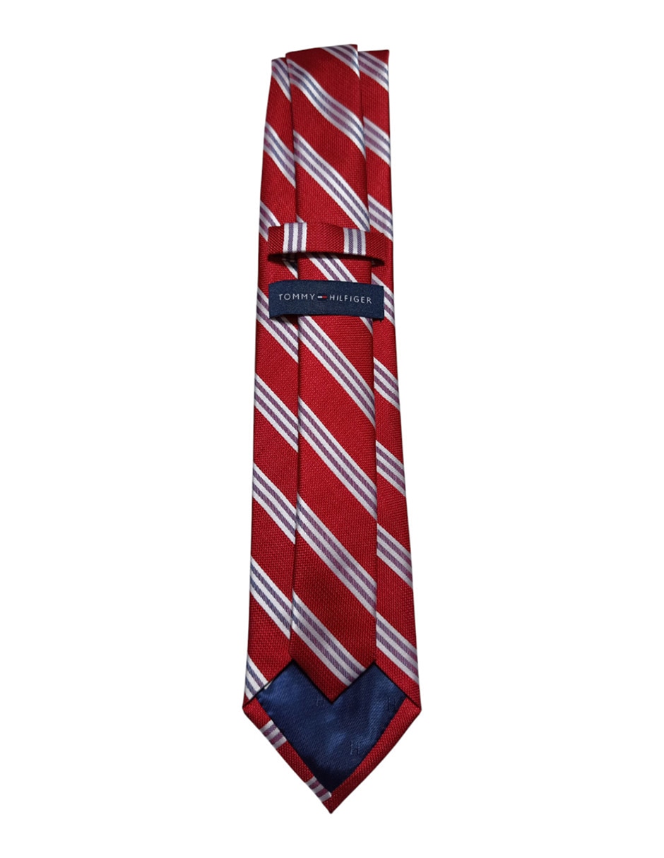 Corbata Tommy regular de seda estampado a rayas para hombre