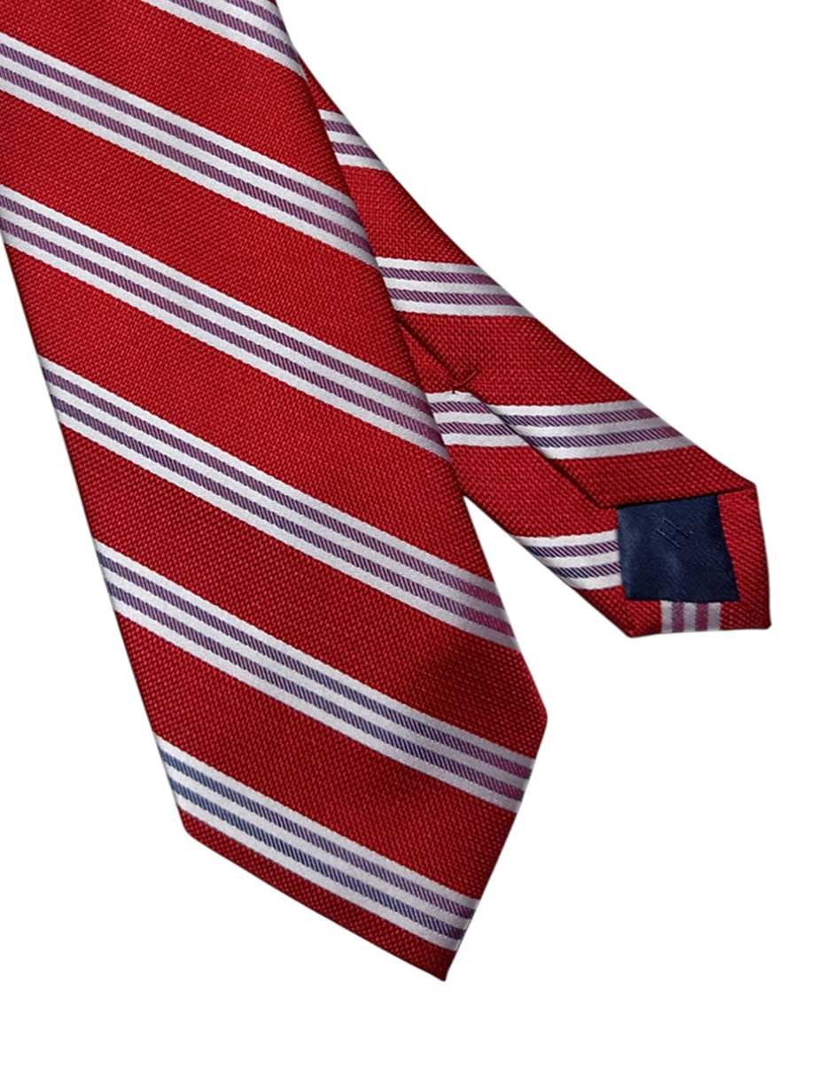 Corbata Tommy regular de seda estampado a rayas para hombre