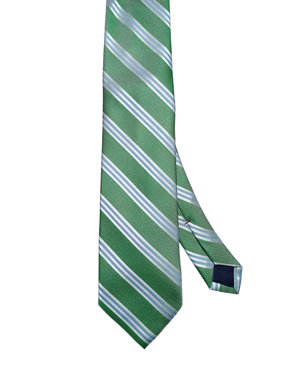 Corbata regular de seda estampado a rayas para hombre 1